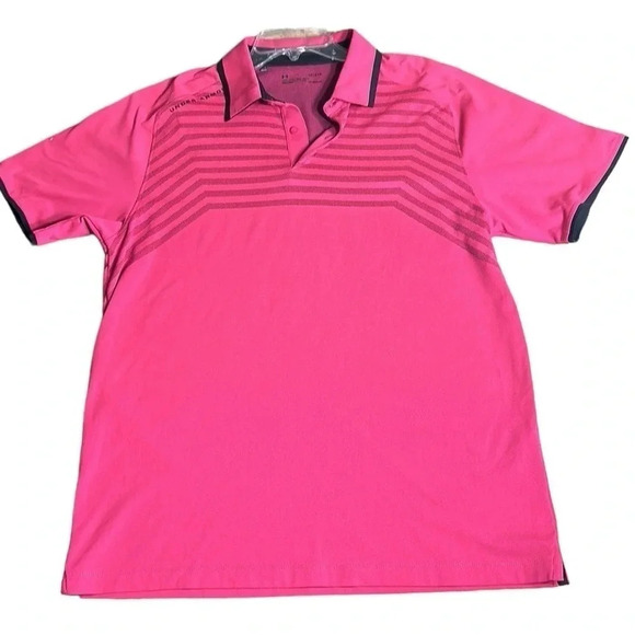 Under Armour Heat gear polo,golf shirt,men Large,Short sleeve , logo,stripes. - Picture 9 of 14